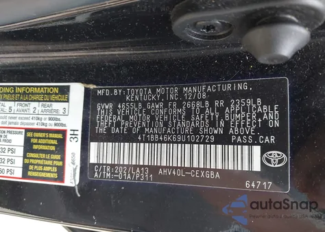 2009 Toyota Camry Hybrid z USA, uszkodzony, nr VIN 4T1BB46K69U102729